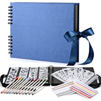 COAWG Scrapbook Album de Fotos(80 Páginas Negra) con 12 Rotuladores Metalicos DIY Autoadhesivo Pegar y Escribir Libros…